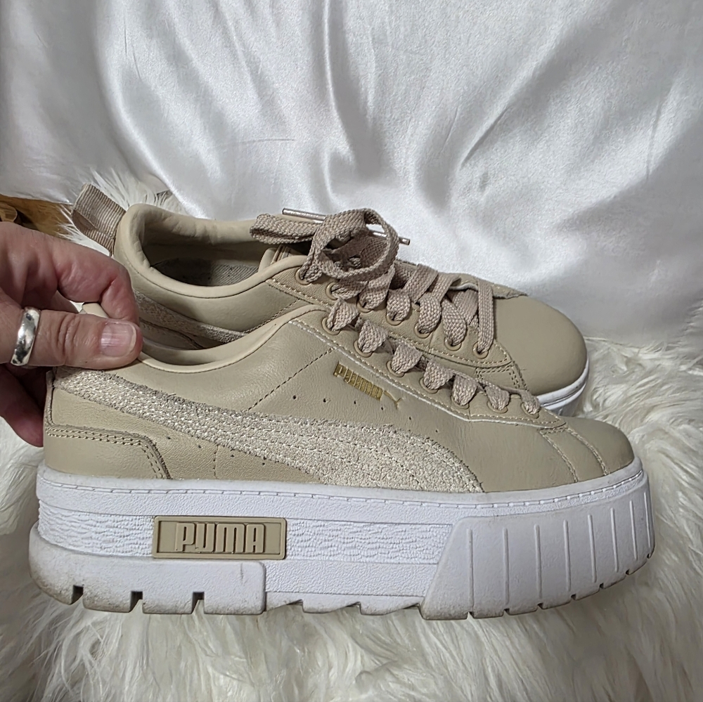 PUMA Women's Beige Platform Sneakers - Picture 3 of 6